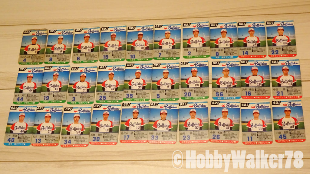 プロ野球ゲーム 球団別選手カード62年度 近鉄バッファローズ 30枚全カード